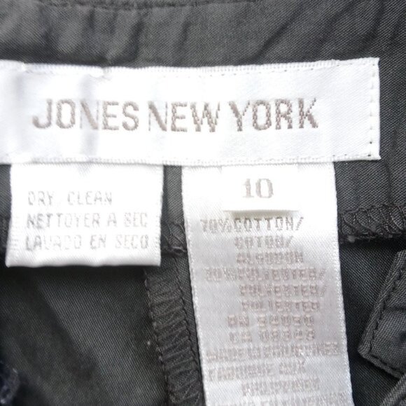 Women's JONES NEW YORK Gray Dress Pull-On Pants Sz 10 Cotton Blend Straight Leg - Picture 4 of 4